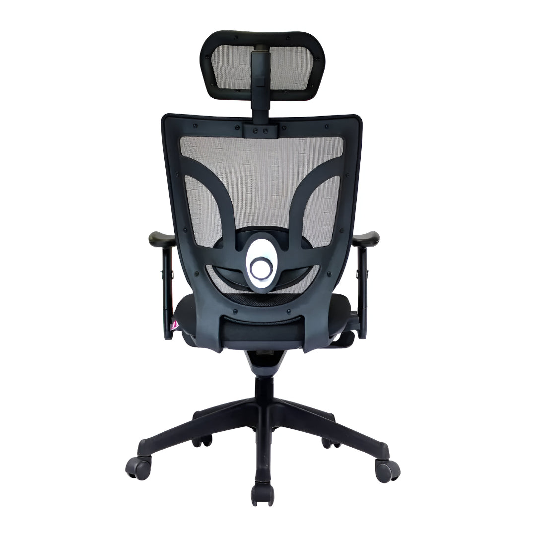 Lyra Ergonomic Task Chair with Adjustable Arms and Integrated Headrest – Black