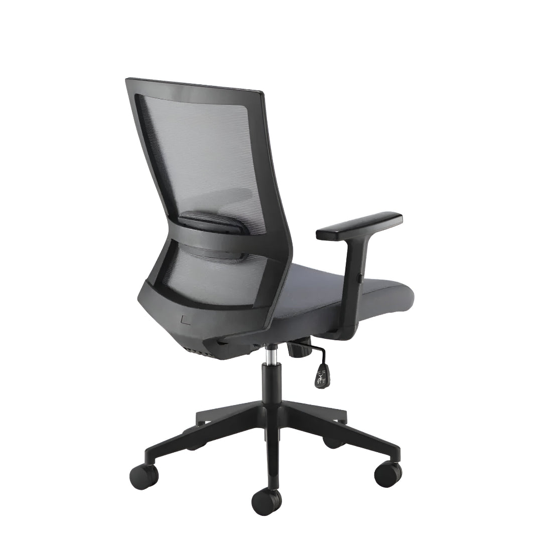 Travis Grey Mesh Back Ergonomic Office Chair with Grey Fabric Seat and Black Base