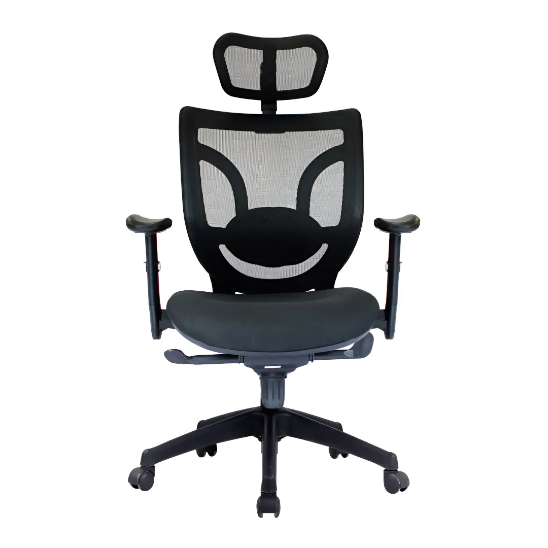 Lyra Ergonomic Task Chair with Adjustable Arms and Integrated Headrest – Black