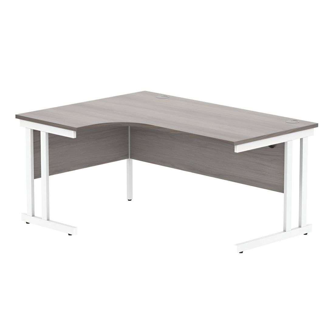 Office Corner Desk – Left Hand, FSC Certified, Double Upright Steel Cantilever Frame, Wooden Top
