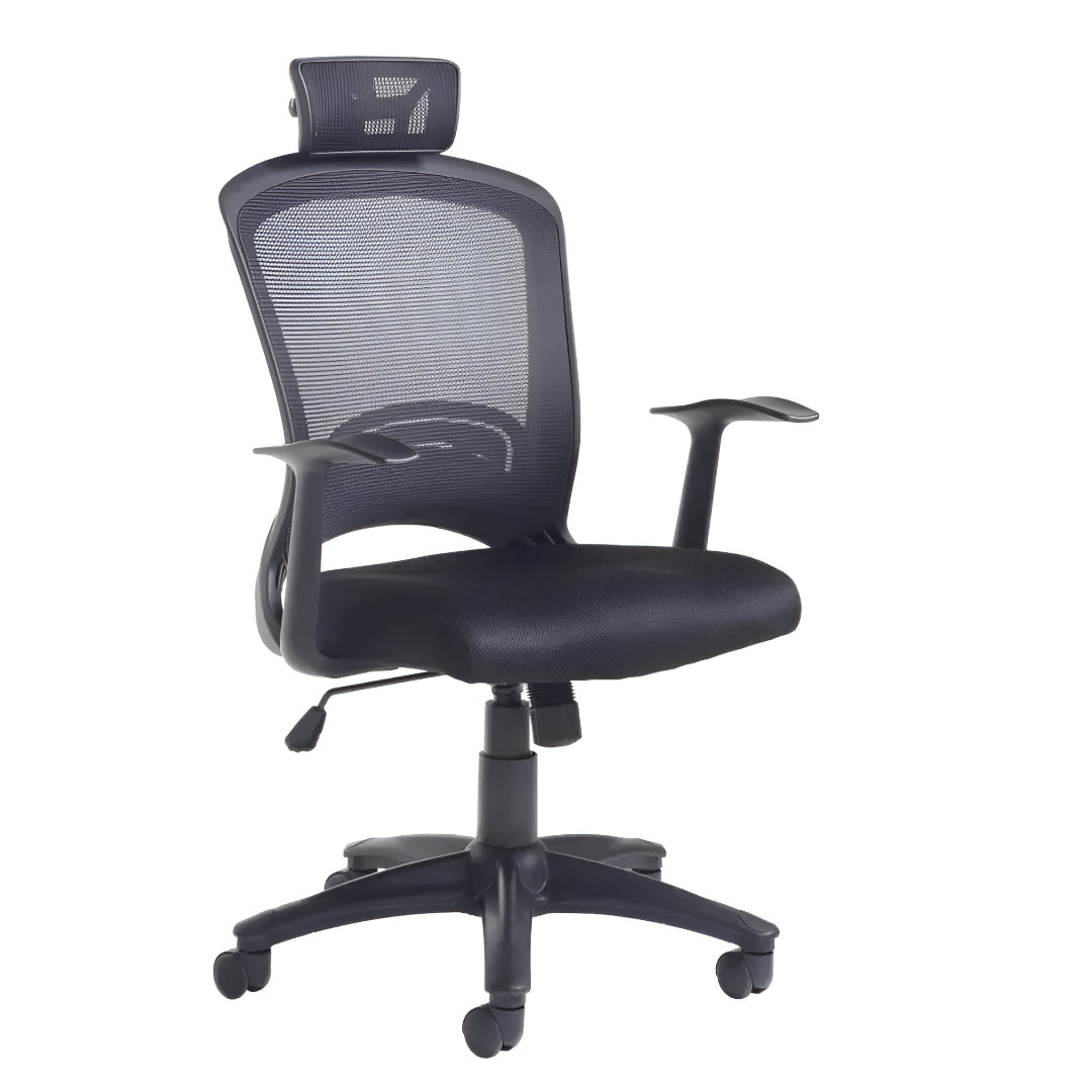Solaris Mesh Back Ergonomic Office Chair with Adjustable Height and Lumbar Support – Black