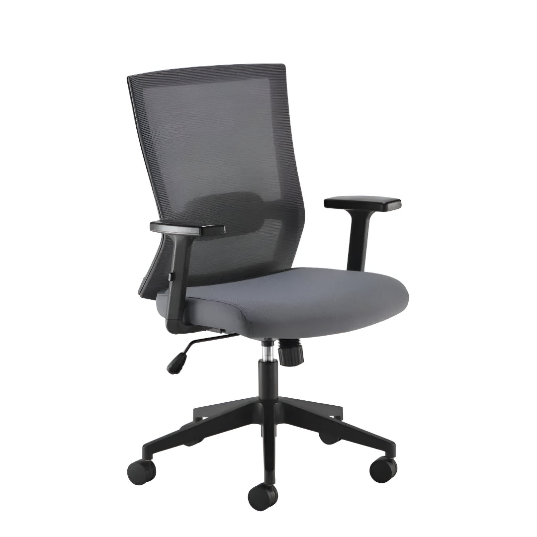 Travis Grey Mesh Back Ergonomic Office Chair with Grey Fabric Seat and Black Base